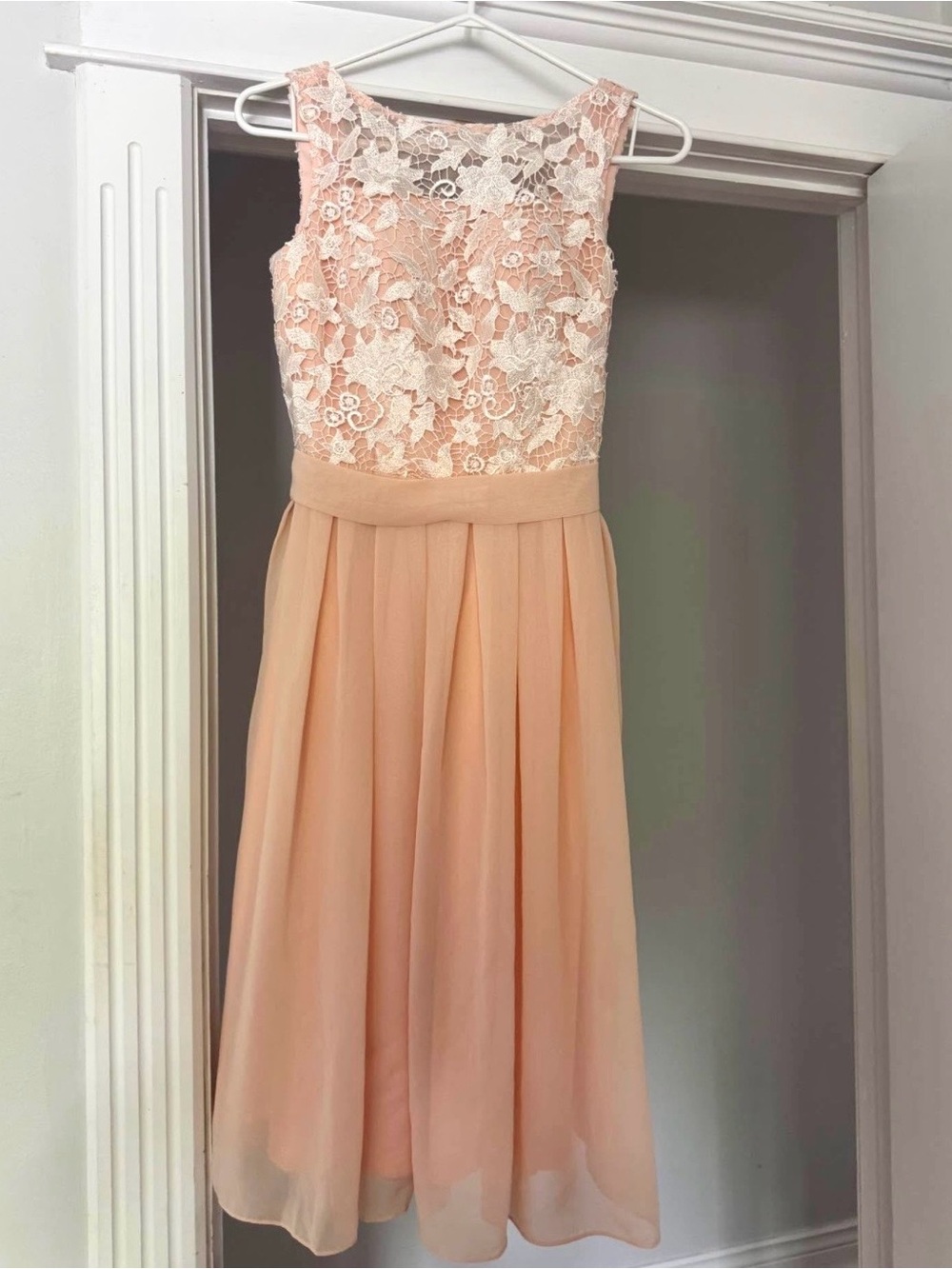 Women’s Lace Bodice Chiffon Dress in Blush / Peach ( Small / Size 2 - 4 )